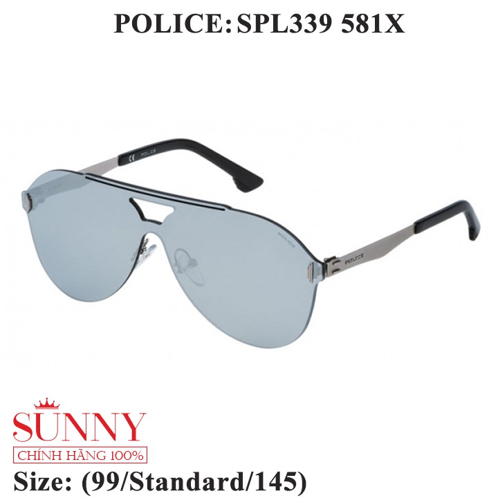 Kính mát thời trang chính hãng nhiều màu Police SPL339, thiết kế dễ đeo bảo vệ mắt