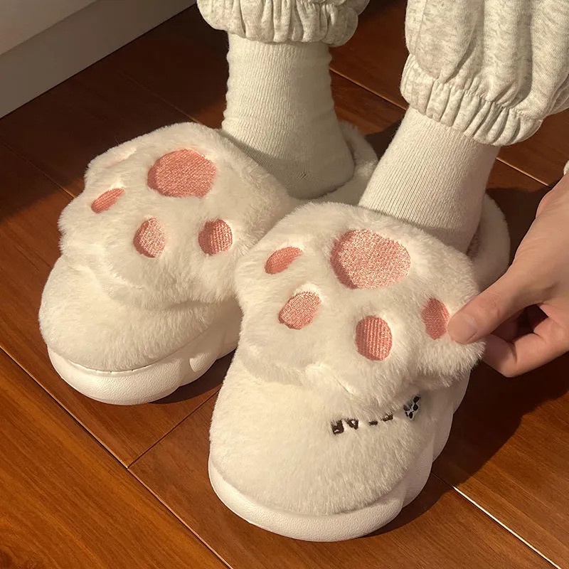 Dép cotton RENBEN đi trong nhà đế dày chống trượt họa tiết hoạt hình dễ thương