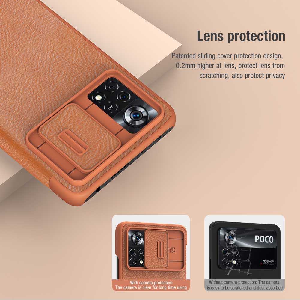 Bao da điện thoại Nillkin nắp lật bảo vệ 360 độ cho Xiaomi Poco X4 Pro 5G