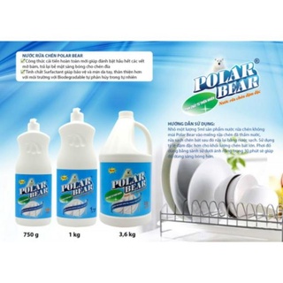 [HÀNG CHÍNH HÃNG] - NƯỚC RỬA CHÉN ĐẬM ĐẶC POLAR BEAR 3,6kg