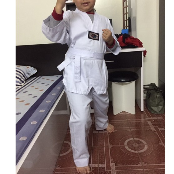 Võ phục quần áo Taekwondo vải KAKI DÀY đủ size từ 80cm đến 1m85 tặng đai