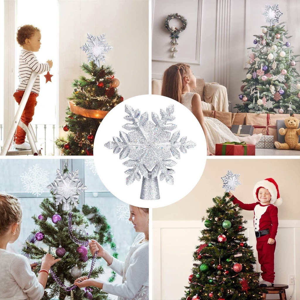 Đèn Chiếu Hình Bông Tuyết Trắng Xoay Được Dùng Trang Trí Cây Thông Giáng Sinh