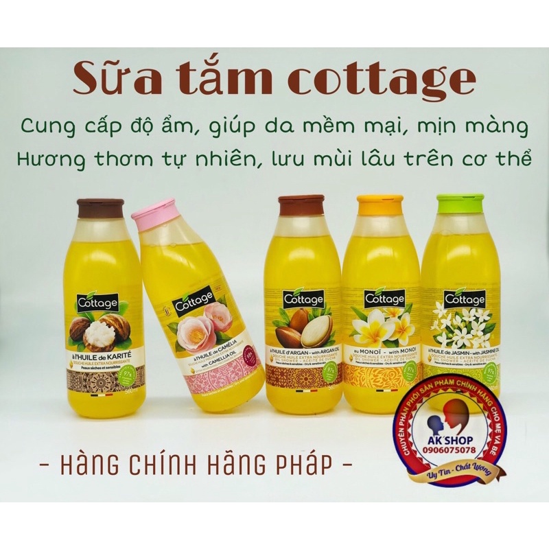 sữa tắm cottage dạng gel 560ml hàng made in Pháp