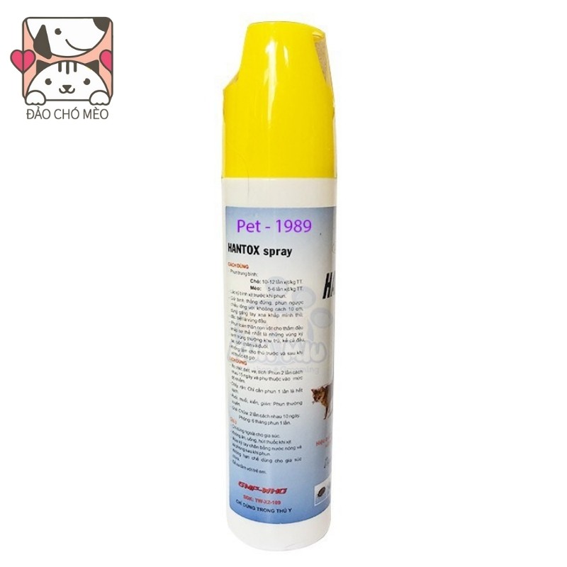 Bình xịt Hantox Spray diệt bọ chét ve chấy rận ghẻ chó mèo 100-300ml - Đảo Chó Mèo