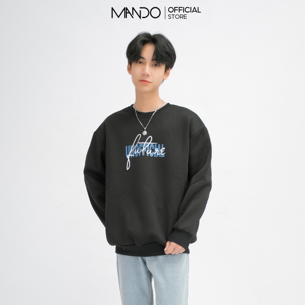 Áo Nỉ Sweater Nam MANDO Dài Tay Nỉ Bông Cao Cấp Form Rộng Họa Tiết In Unofficial Basic Unisex Thời Trang Hàn Quốc NDN053