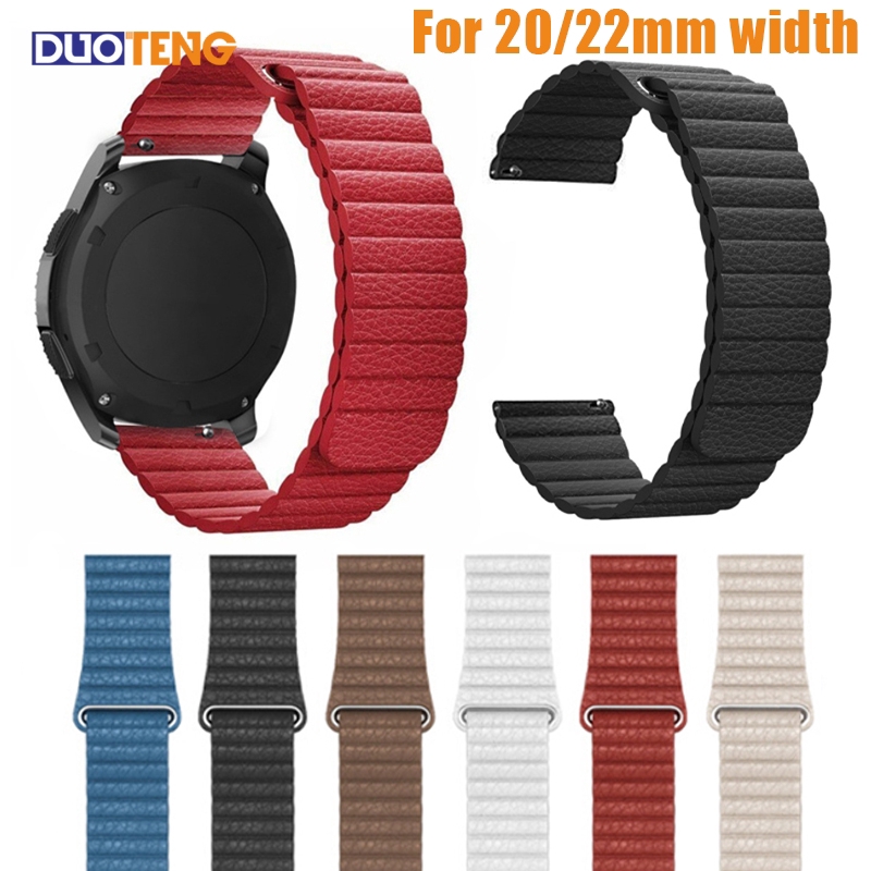 Duo Teng Dây Đeo Da Khóa Nam Châm Cho Đồng Hồ Thông Minh Samsung 20mm 22mm