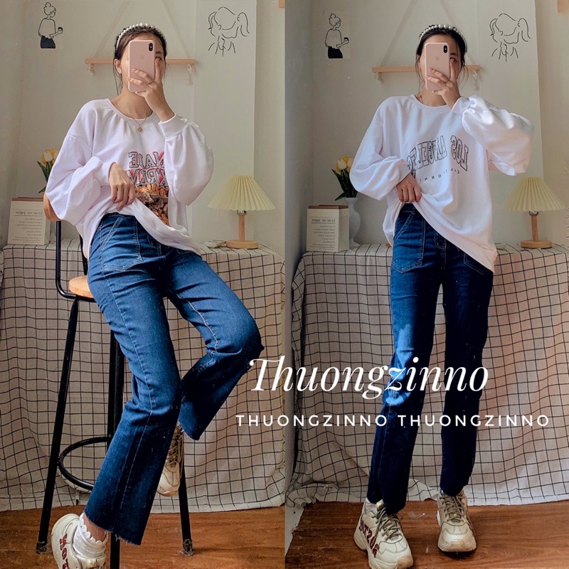 [Ảnh thật/Video] Quần jean bò ống đứng túi hộp hai bên bên - Culottes dáng suông ống rộng màu xanh đậm cá tính | BigBuy360 - bigbuy360.vn