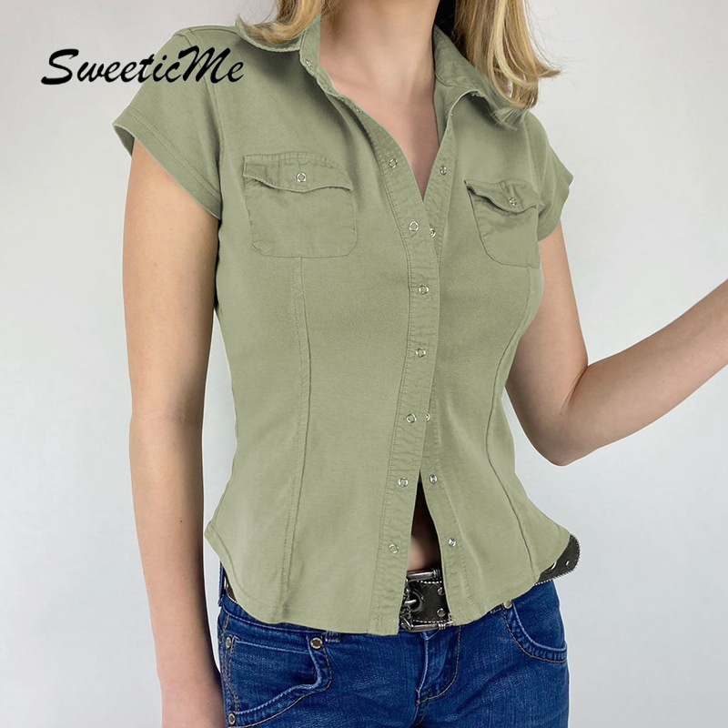 Áo Sơ Mi Tay Ngắn Cổ POLO Hàng Mới SweeticMe Dành Cho Nữ