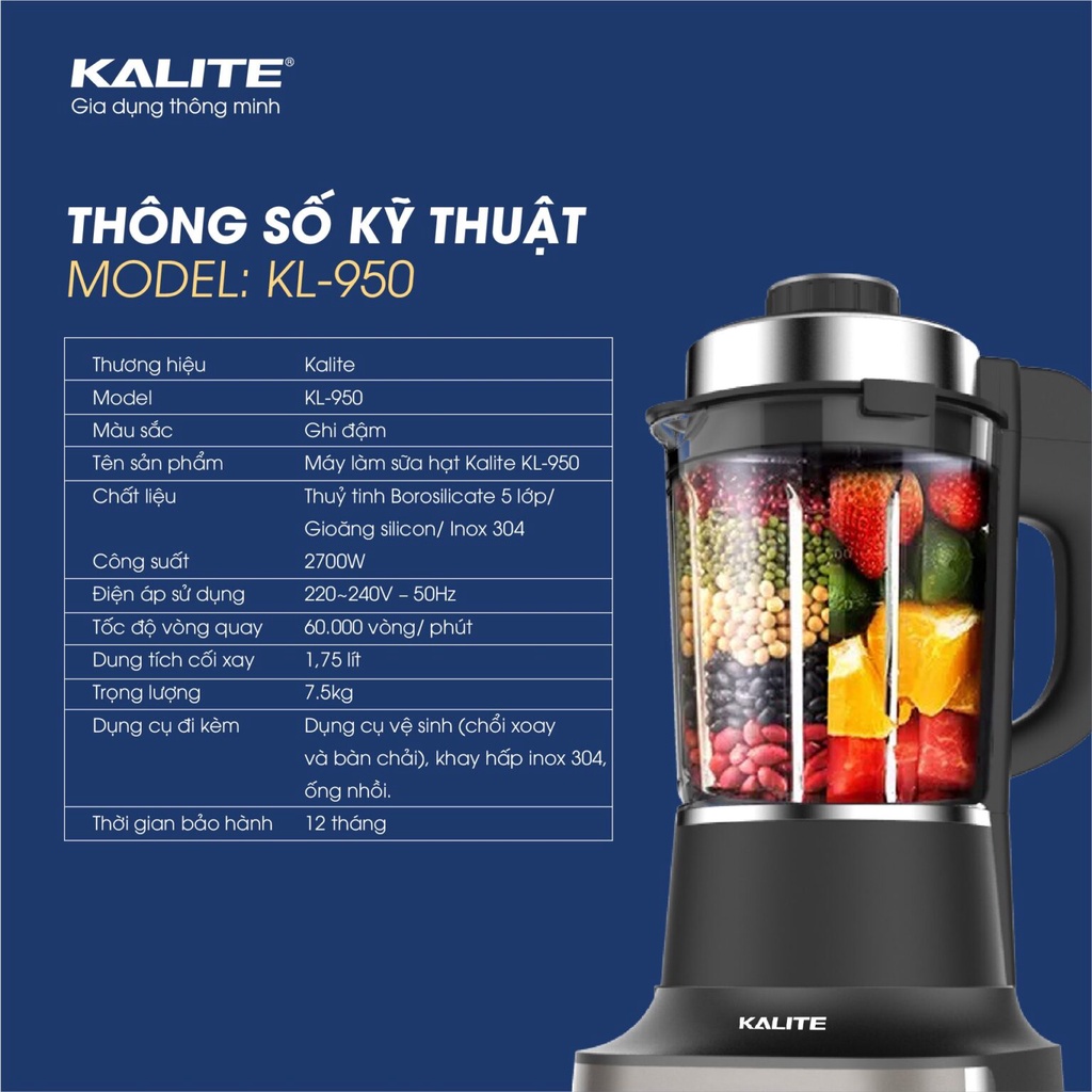 MÁY LÀM SỮA HẠT KALITE KL- 950 PRO