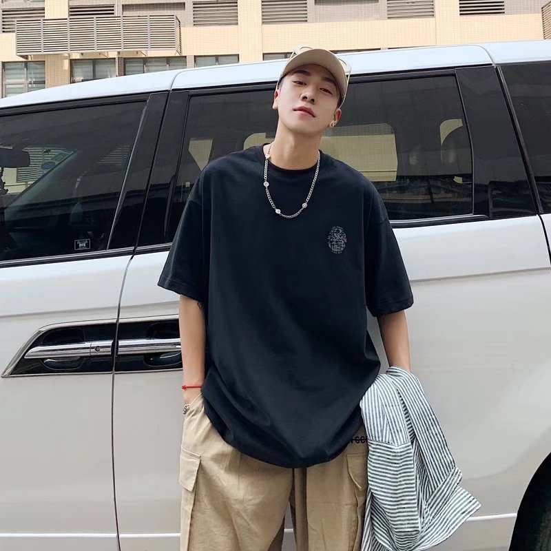 Áo Thun Tay Ngắn Dáng Rộng Phong Cách Hip Hop Đường Phố Hàn Quốc Thời Trang Mùa Hè Cho Nam Cỡ Lớn M-5XL