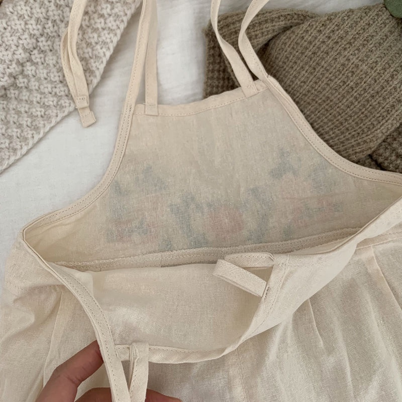 Quần Yếm Vải Lanh Ống Rộng Thêu Hoa Phong Cách Dân Tộc Thời Trang Mùa Hè 2022 Dành Cho Bé Gái