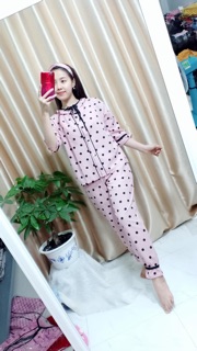 Đồ bộ mặc nhà vải kate lụa tay lở quần dài