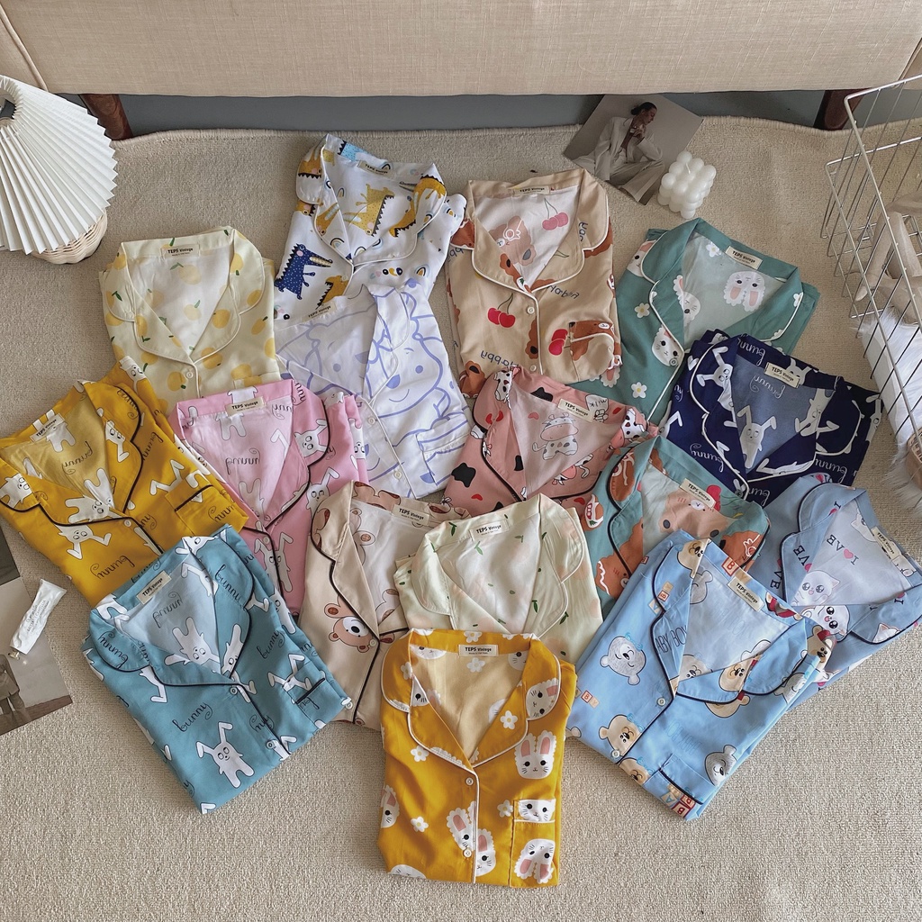 Bộ pijama nữ Fmstyle Saigon cộc tay chất liệu vải kate Thái 21DB06EP0901-21DB08EP1201 - 21DB12EP0401