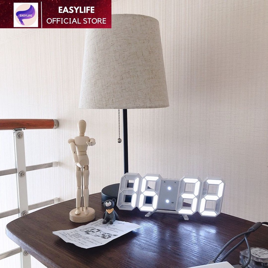 Đồng hồ LED 3D treo tường để bàn thông minh phong cách Hàn Quốc