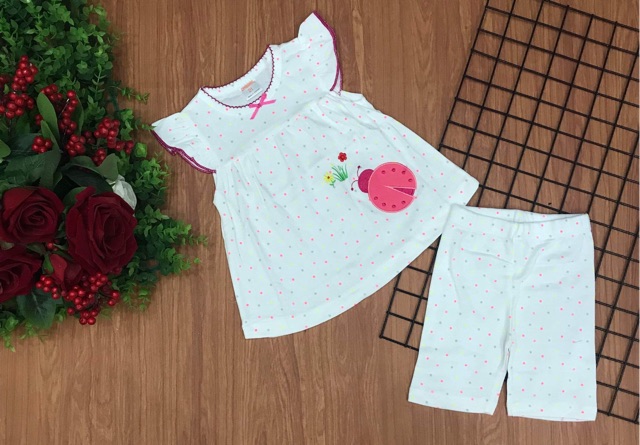 Bộ sát nách chấm bi bé gái bozip/borip 8-21 kg