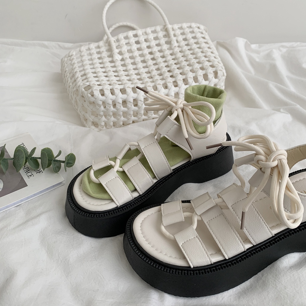 Xăng đan Đế Dày Thắt Dây Phong Cách Hàn Quốc Thời Trang Mùa Hè Hàng Mới Dành Cho Nữ 2022