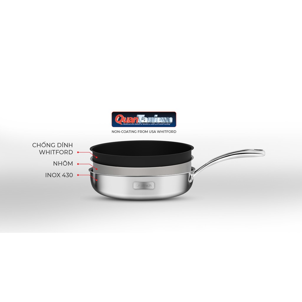 CHẢO INOX ELMICH TRIMAX 20cm 24cm 26cm 28M - ELMICH 3737 3738 3839 3740