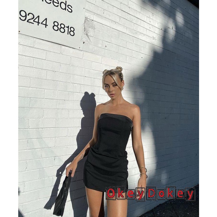 Đầm Ống Ngắn Không Tay Màu Trơn Thời Trang Gợi Cảm Cho Nữ