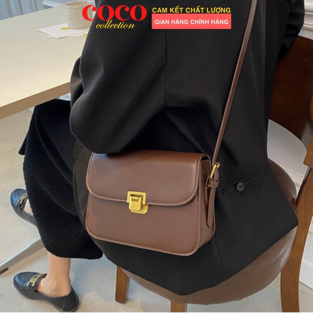 Túi xách nữ khoá gập da trơn dáng vuông thời trang kẹp nách cao cấp đi làm đi chơi, túi đeo chéo nữ TX045429 Coco Store
