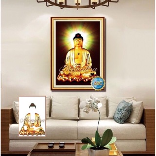 Tranh đính đá phật a di đà 80×110cm chưa đính.