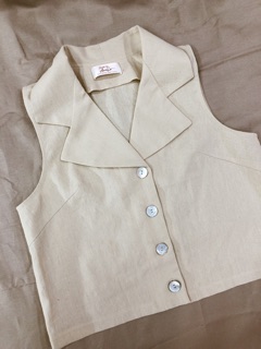Áo sát nách croptop linen cổ danton