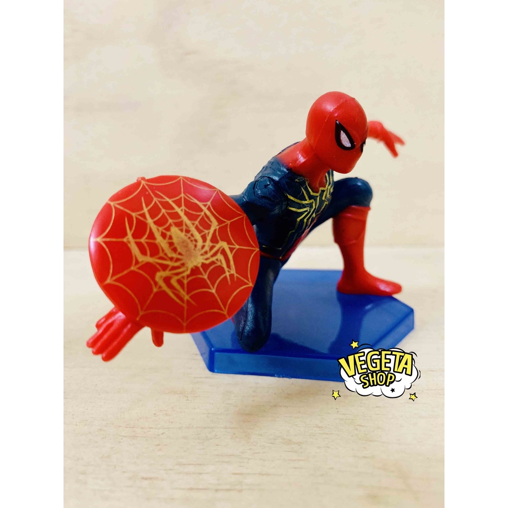 Mô hình Avengers - Marvel - DC - Trọn bộ 6 mô hình tư thế Spider Man - Người Nhện cầm lá chắn - Cao 6~11cm