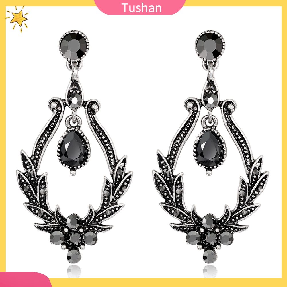 Khuyên tai hình chiếc đá đính đá quý kiểu dáng cổ điển sang trọng cho nữ