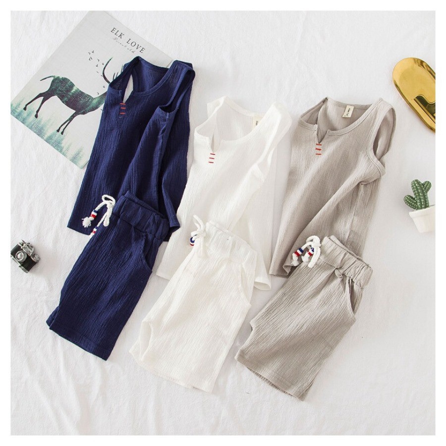 Bộ quần áo ba lỗ sát nách bé trai bé gái, chất đũi cao cấp,thoáng mát cho bé từ 6-19kg