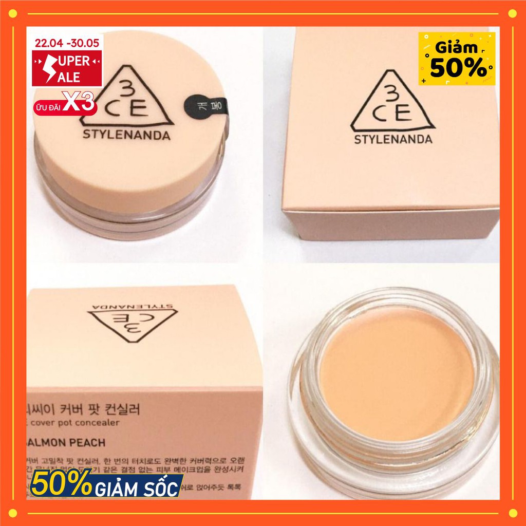 [Chính hãng] Kem che khuyết điểm 3CE Cover Pot Concealer 6g - Tone Salmon Peach ( Có Bill)