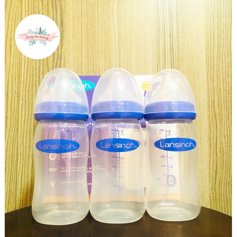 [Bán Sỉ] Set 3 bình Lansinoh 240ml, hàng Mỹ chính hãng, mẫu mới
