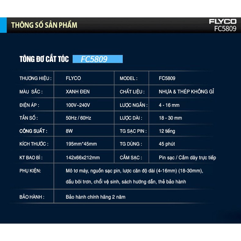 TÔNG ĐƠ HỚT TÓC FLYCO FC5809VN