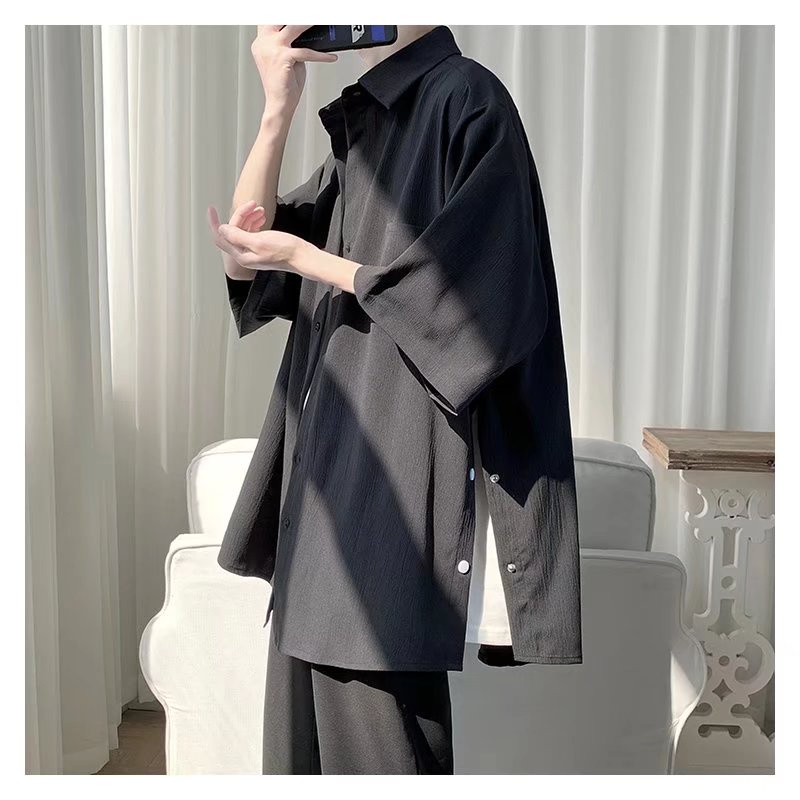 Áo Sơ Mi Tay Ngắn Dáng Rộng Thời Trang Mùa Hè Phong Cách Hàn Quốc Cho Nam 2022