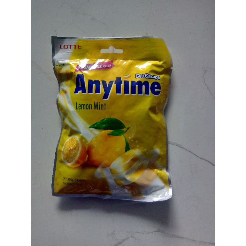 Kẹo Lotte Anytime không đường vị bạc hà/chanh/đào 60g