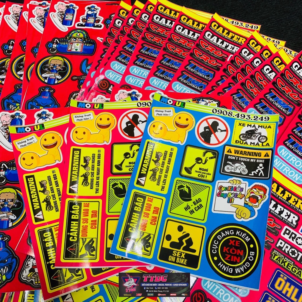 Bộ Tem Decal Racing cảnh báo cực đẹp