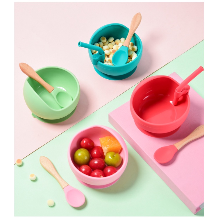 Bát Ăn Bằng Silicone Có Đế Hút Thiết Kế Dễ Thương Cho Trẻ Em