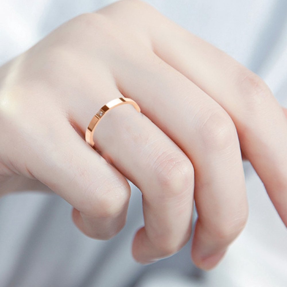 Nhẫn đính đá kiểu dáng đơn giản sang trọng cho nam &amp; nữ