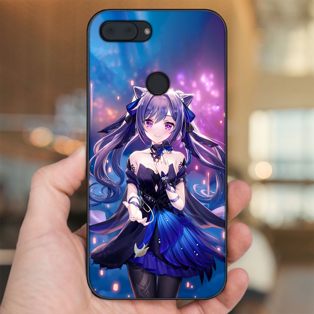 Ốp lưng Xiaomi Mi 8 Lite viền đen in hình Keqing Genshin Impact