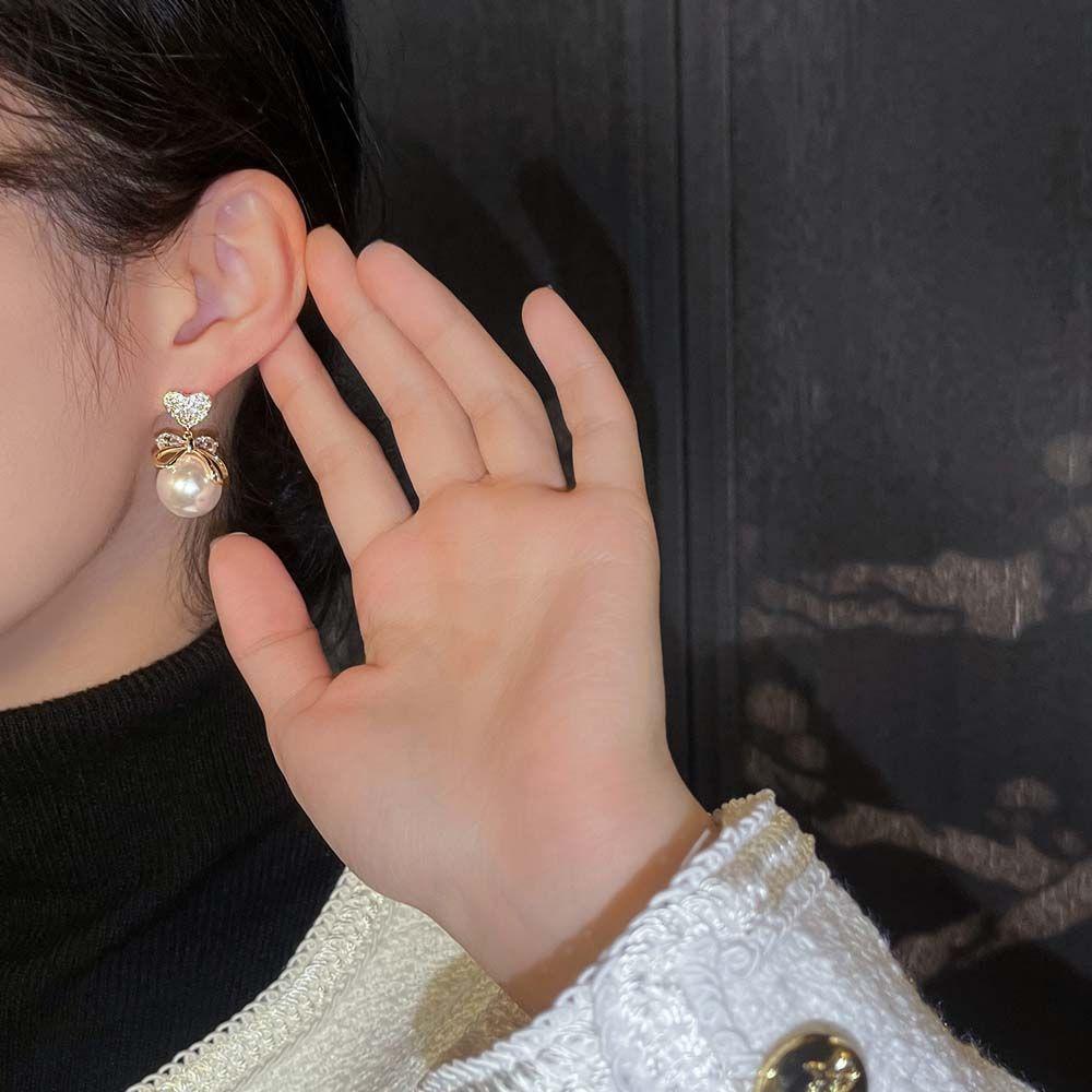 VANES1 Đôi Khuyên Tai Hình Trái Tim Đính Đá Xinh Xắn Cho Nữ