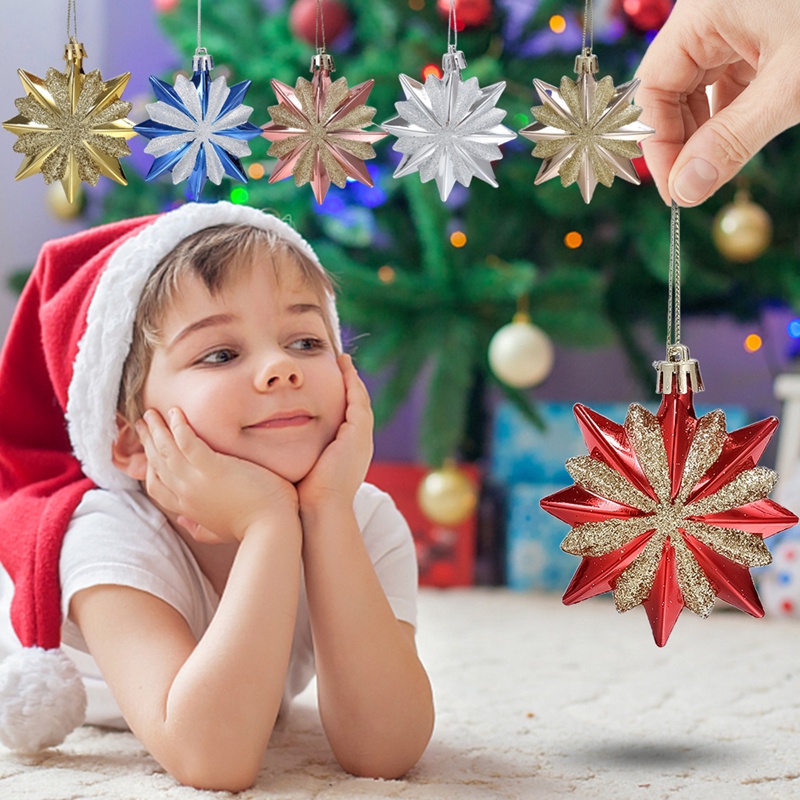 Bộ 4 Quả Cầu 16 Ngôi Sao Trang Trí Cây Thông Giáng Sinh Năm Mới