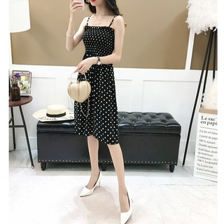 Đầm hai dây, Váy hai dây chấm bi, đi biển hè 2019, Hàng order