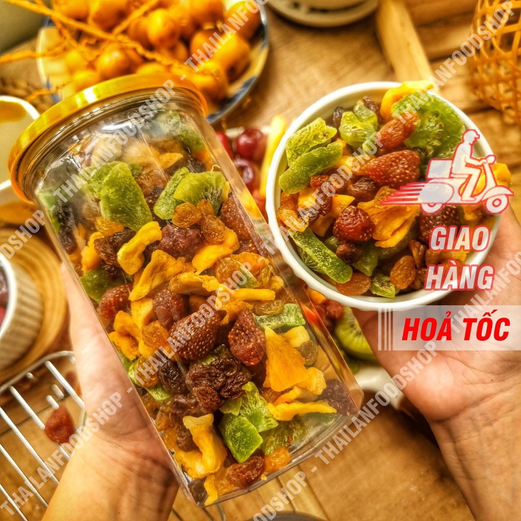 Trái Cây Sấy Dẻo Mix Vị Cắt Sẵn Cao Cấp (Thái Lan) - Lon 500gr