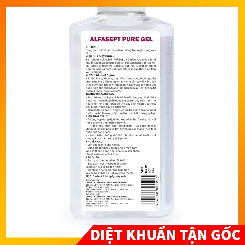 Dung dịch rửa tay sát khuẩn ALFASEPT dạng gel rửa sát khuẩn dùng được cả cho trẻ nhỏ MIANZ STORE | BigBuy360 - bigbuy360.vn