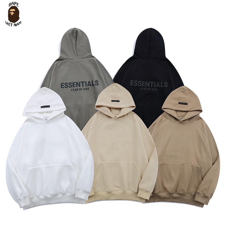 [Best Quality] Áo Hoodie Essentials Silicon Logo SS2021, Hoodie FOG chất liệu Cotton, 4 màu Đen, Xám, Tan, Kem BapeVN.