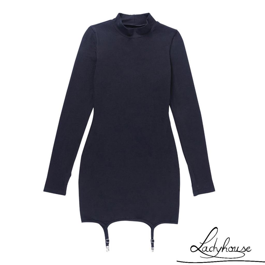 Set đầm ôm dáng tay dài cổ rùa kèm quần tất màu sắc thời trang dành cho nữ