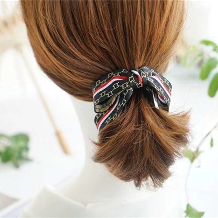 Kẹp tóc gấp nơ 3 tầng họa tiết cổ điển thời trang sang trọng K36