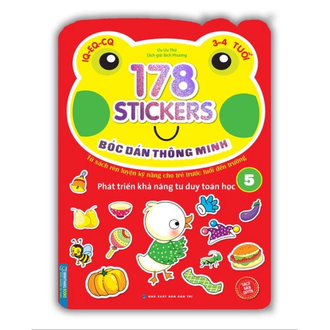 Sách - Combo 178 stiker (6 cuốn) Bóc dán hình thông minh phát triển khả năng tư duy toán học IQ EQ CQ (3-4 tuổi)