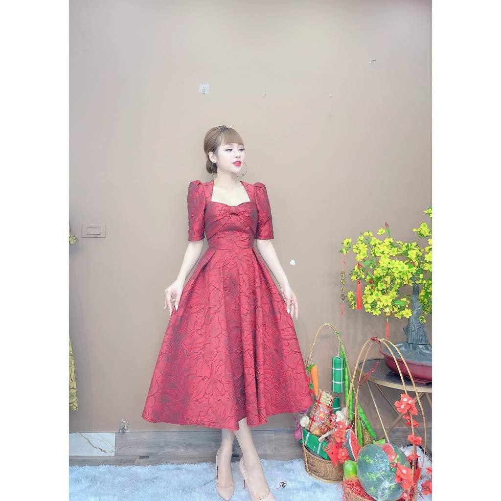 Live- váy cổ vuông vát dáng xòe- 8324 | BigBuy360 - bigbuy360.vn