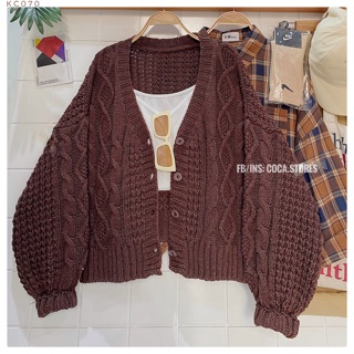 [KC070]🧸🧸🧸 Áo cardigan len vặn thừng dáng lửng (Có sẵn/ảnh thật)