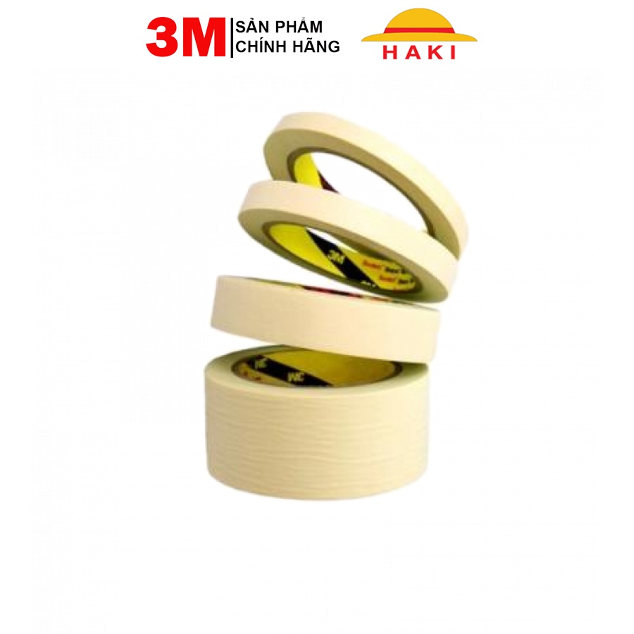 Băng keo giấy 3M, băng dính giấy 3M, băng keo che sơn Masking Tape 2600 (15;20;24;48mm)x30 yards (đvt: 1 cuộn keo)