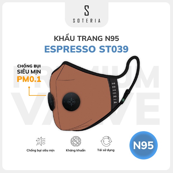 Khẩu trang thời trang Espresso ST039 - N95 lọc hơn 99% bụi mịn 0.1 micro - Size S,M,L
